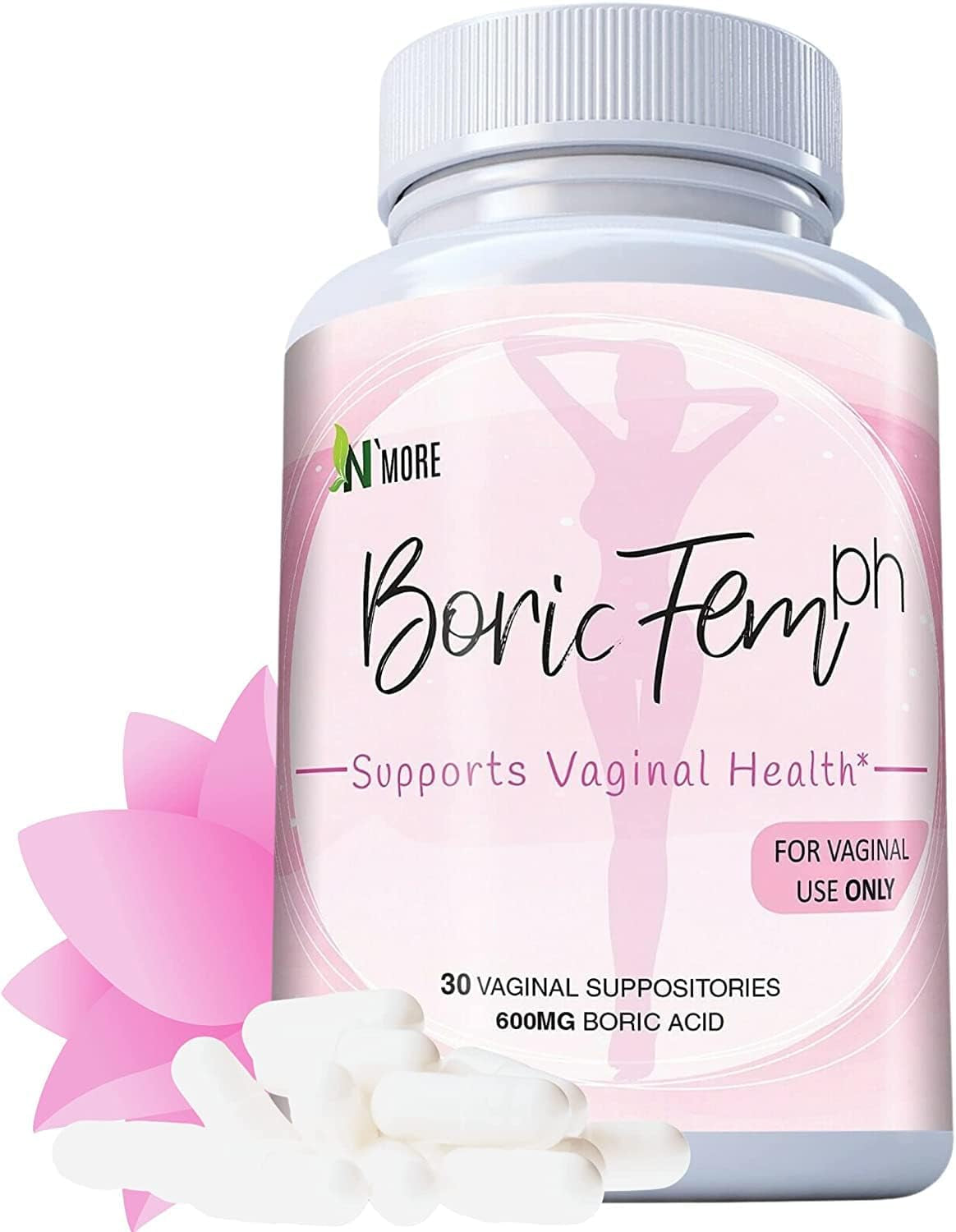 "Boricfem Vaginal Health Suppositories - 100% Pure USA-Made - 30 Servings"